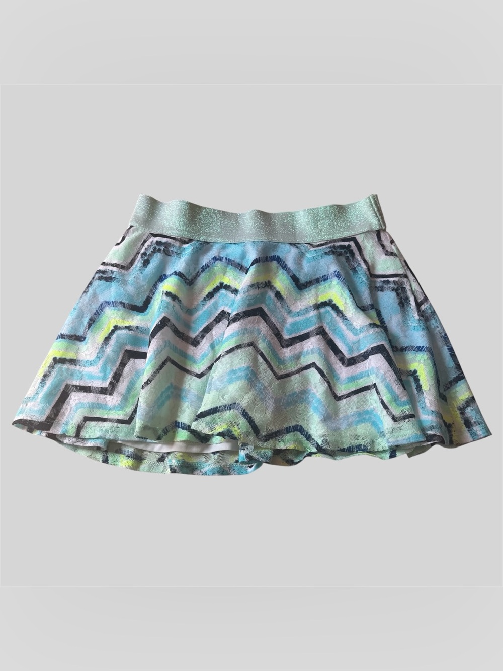 Justice Chevron Print Lace Layered Skort